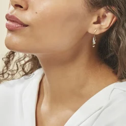 Boucles D'oreilles Pendantes Ainhoa Or Tricolore Diamant