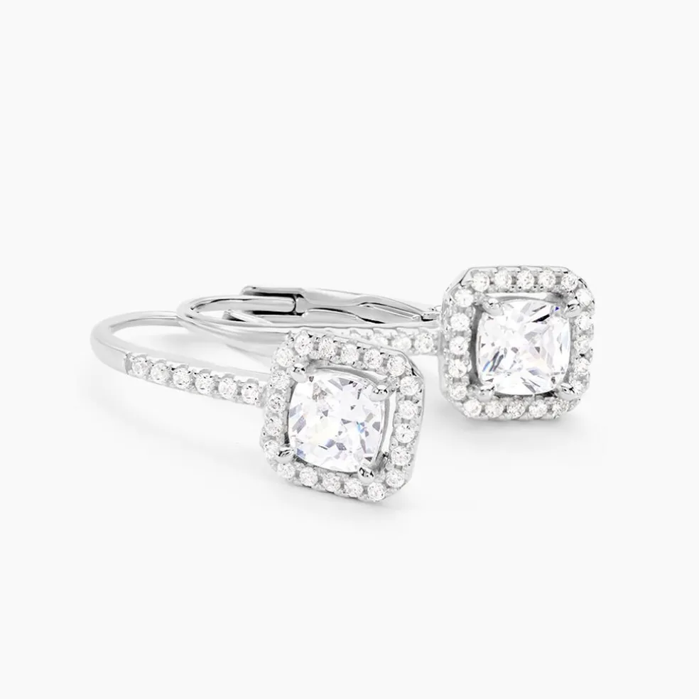 Boucles D'oreilles Pendantes Rio Argent Blanc Oxyde De Zirconium