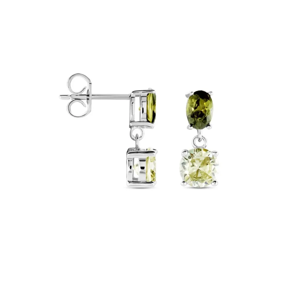 Boucles D'oreilles Pendantes Argent Blanc Brenna Oxydes De Zirconium