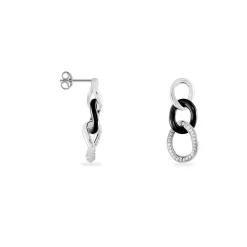 Boucles D'oreilles Pendantes Link Argent Blanc Céramique Et Oxyde
