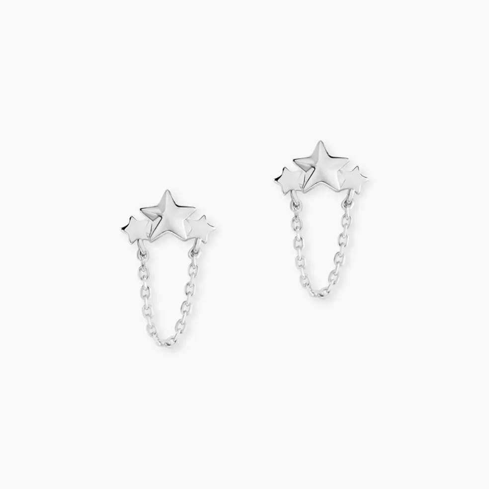 Boucles D'oreilles Pendantes Stilla Argent Blanc