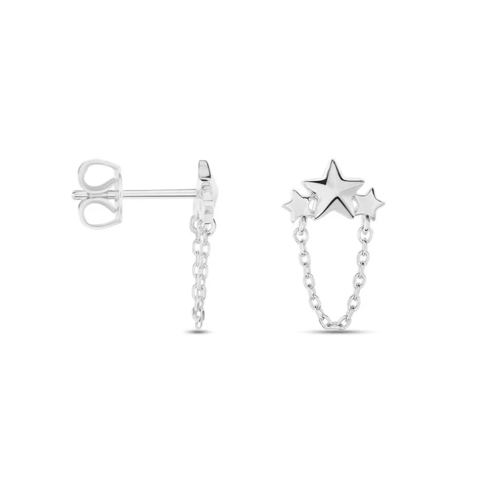 Boucles D'oreilles Pendantes Stilla Argent Blanc
