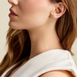 Boucles D'oreilles Pendantes Stilla Argent Blanc