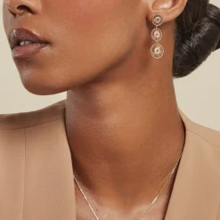 Boucles D'oreilles Pendantes Rosae Plaque Or Jaune