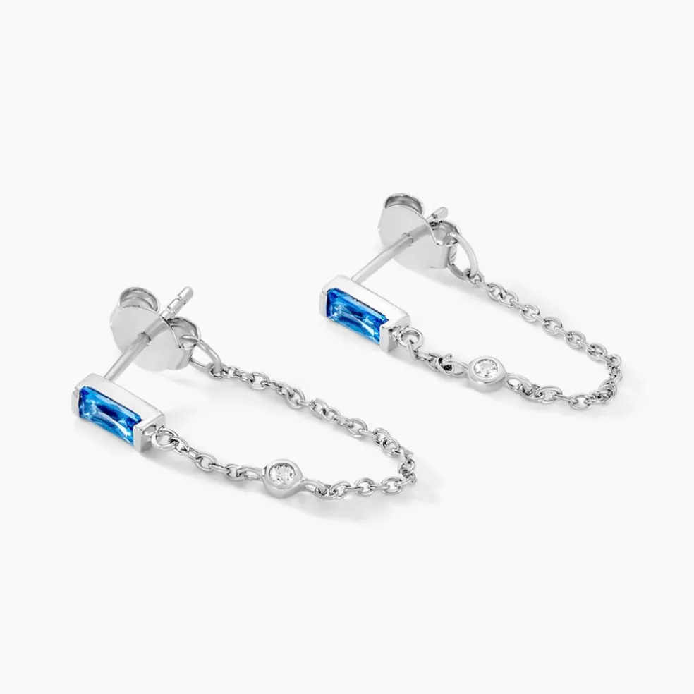 Boucles D'oreilles Pendantes Elorine Argent Blanc Oxyde De Zirconium