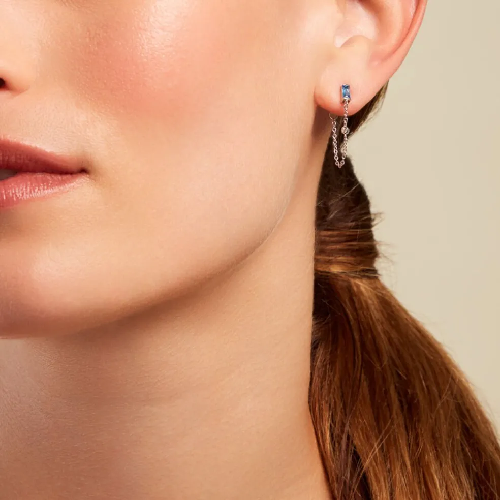 Boucles D'oreilles Pendantes Elorine Argent Blanc Oxyde De Zirconium