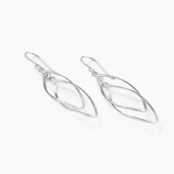 Boucles D'oreilles Pendantes Twisty Argent Blanc