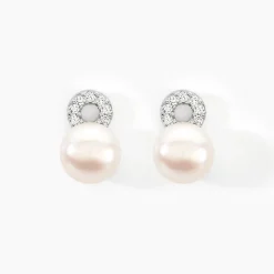 Boucles D'oreilles Pendantes Lilio Argent  Perle De Culture Et Oxyde