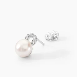 Boucles D'oreilles Pendantes Lilio Argent  Perle De Culture Et Oxyde