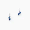 Boucles D'oreilles Pendantes Navette Or Blanc Saphir