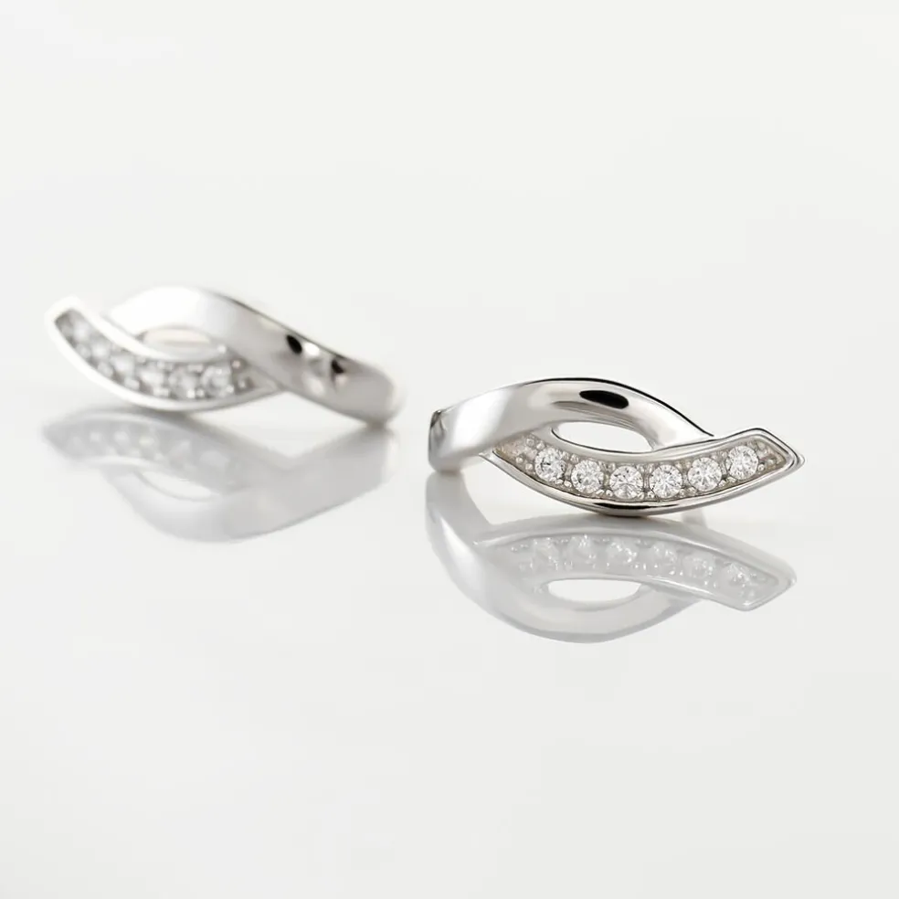 Boucles D'oreilles Pendantes Ange-line Argent Blanc Oxyde De Zirconium