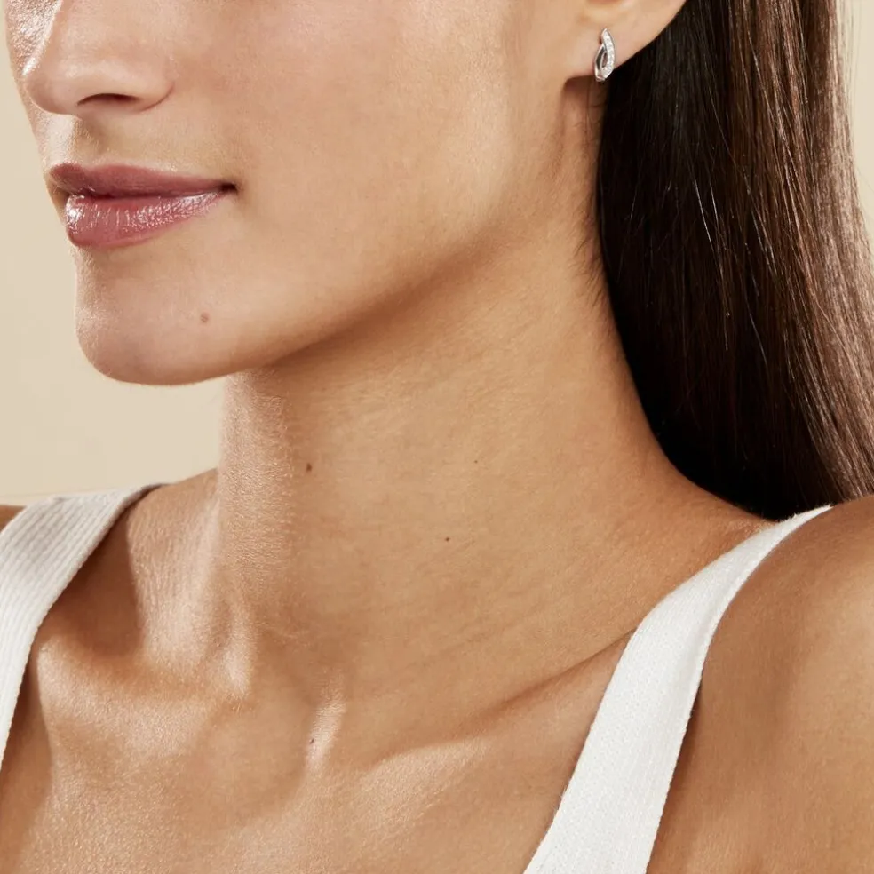 Boucles D'oreilles Pendantes Ange-line Argent Blanc Oxyde De Zirconium