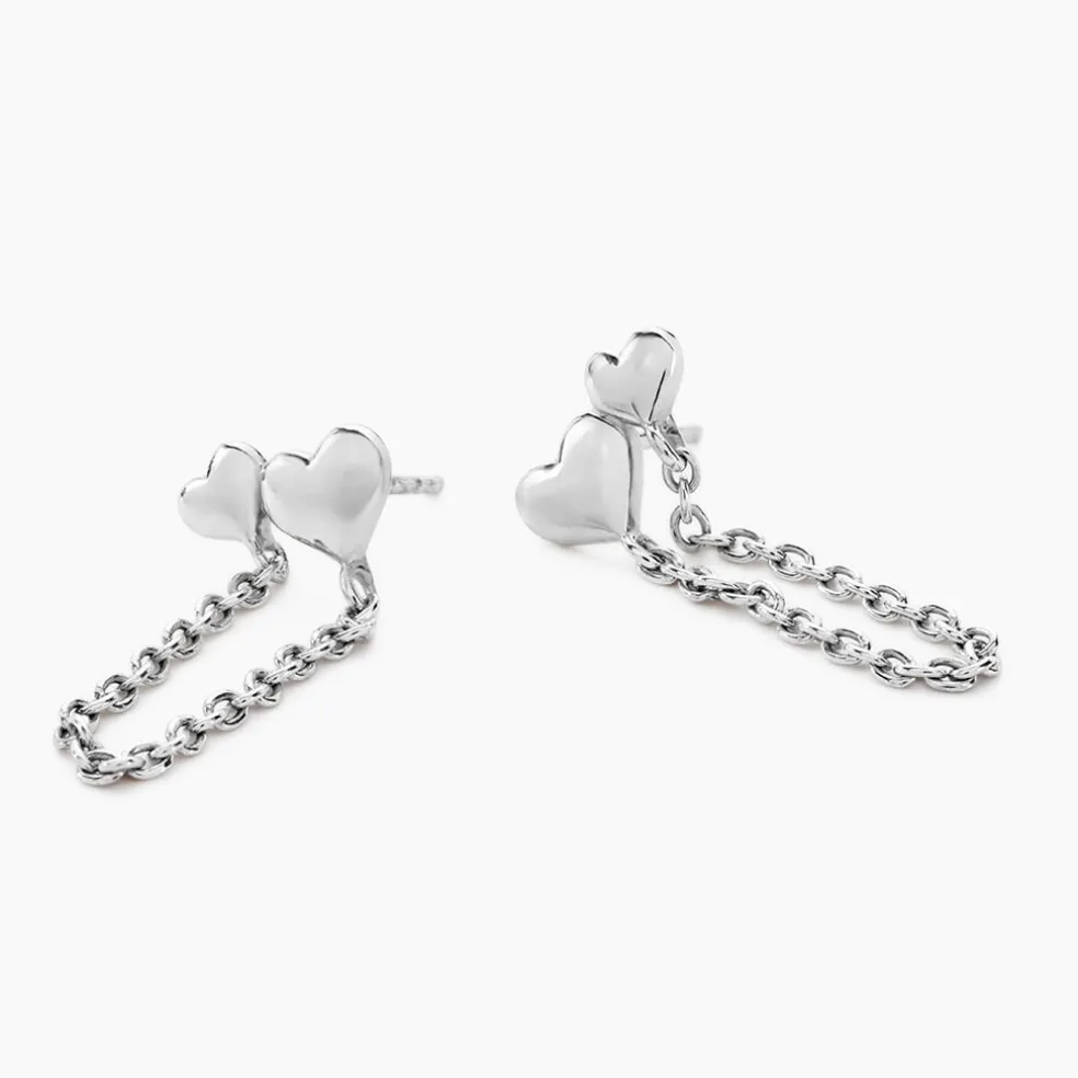 Boucles D'oreilles Pendantes Te Amo Argent Blanc