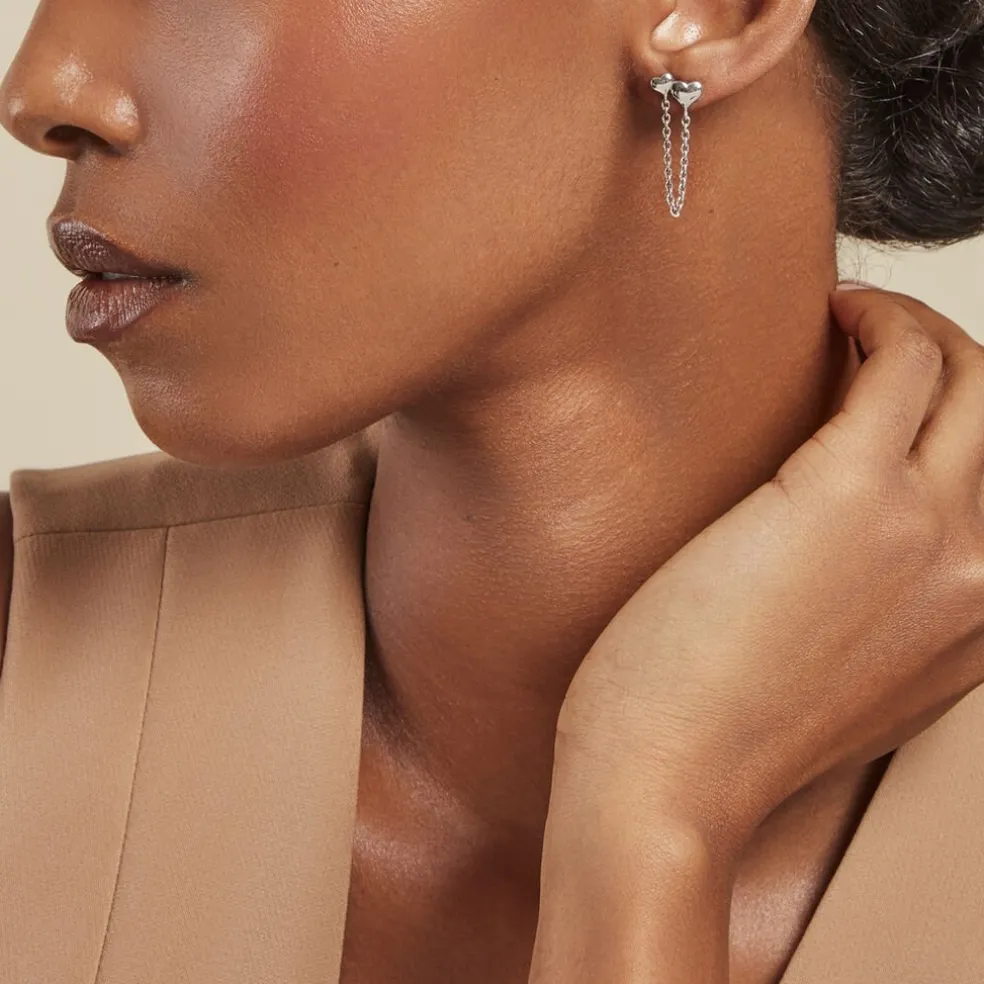 Boucles D'oreilles Pendantes Te Amo Argent Blanc