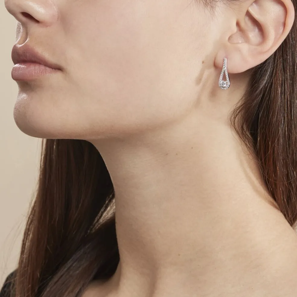 Boucles D'oreilles Pendantes Antonietta Argent Oxyde De Zirconium