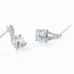 Boucles D'oreilles Pendantes Idylla Argent Blanc Oxyde De Zirconium