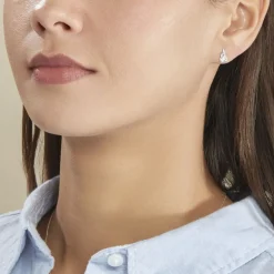 Boucles D'oreilles Pendantes Idylla Argent Blanc Oxyde De Zirconium