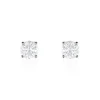 Boucles D'oreilles Puces 4 Griffes Or Blanc Diamant Synthetique