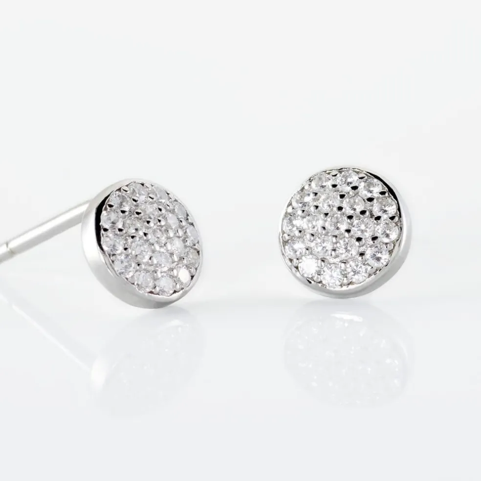 Boucles D'oreilles Puces Argent Blanc Victorin Oxydes De Zirconium