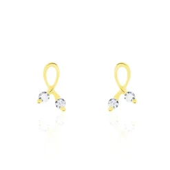 Boucles D'oreilles Puces Alvina Ruban Or Jaune Oxyde De Zirconium