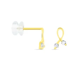Boucles D'oreilles Puces Alvina Ruban Or Jaune Oxyde De Zirconium