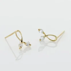 Boucles D'oreilles Puces Alvina Ruban Or Jaune Oxyde De Zirconium