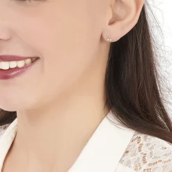 Boucles D'oreilles Puces Alvina Ruban Or Jaune Oxyde De Zirconium