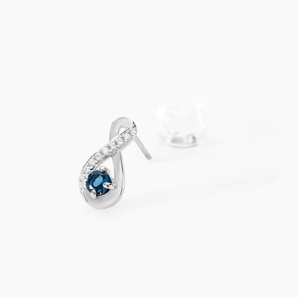 Boucles D'oreilles Puces Augusta Or Blanc Topaze Et Oxyde De Zirconium