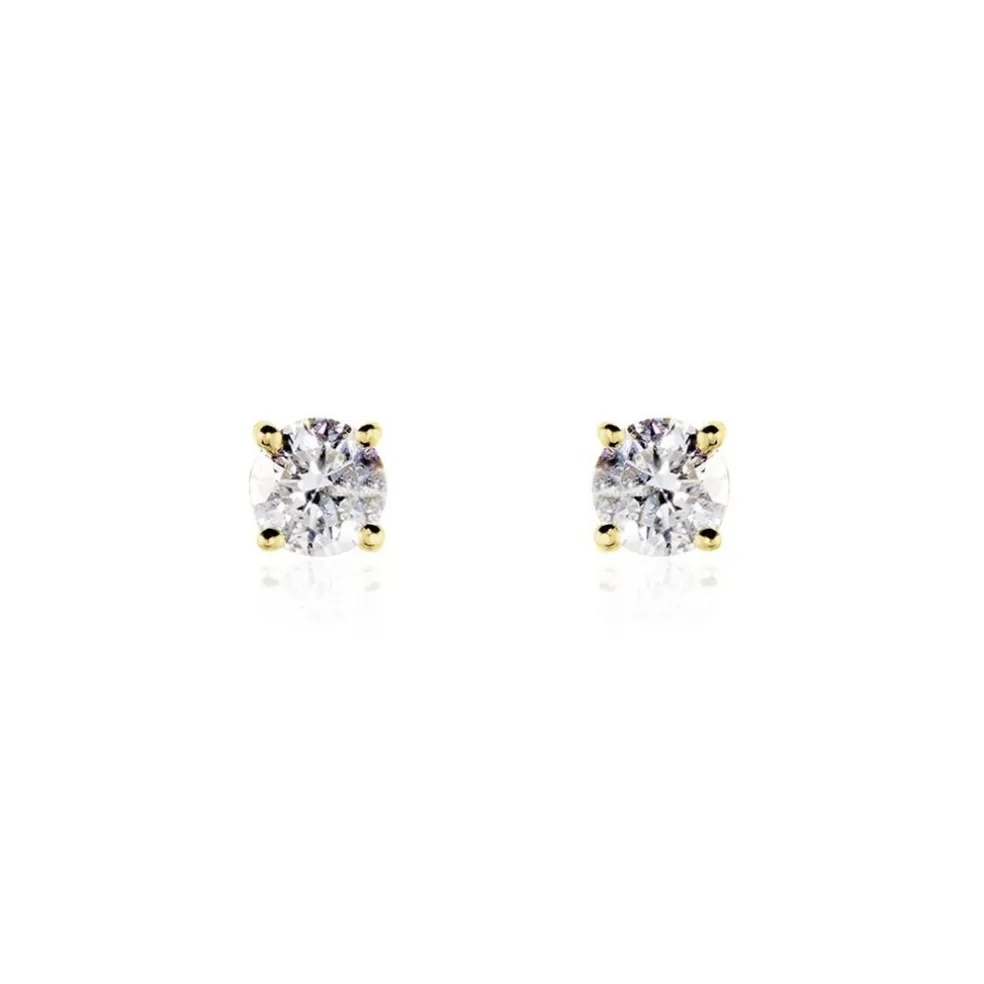 Boucles D'oreilles Puces Aphrodite Or Jaune Diamant