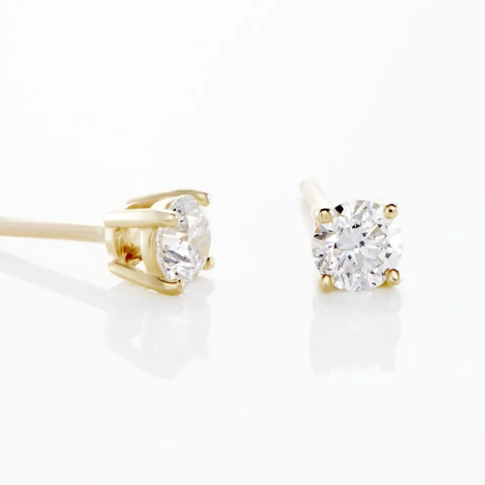 Boucles D'oreilles Puces Aphrodite Or Jaune Diamant