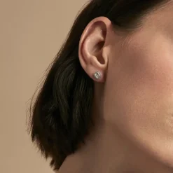 Boucles D'oreilles Puces Adrienne Or Blanc Oxyde De Zirconium