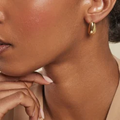 Boucles D'oreilles Puces Adoree Acier Jaune