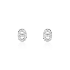 Boucles D'oreilles Puces Argent Blanc Caprina Oxydes De Zirconium