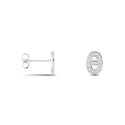 Boucles D'oreilles Puces Argent Blanc Caprina Oxydes De Zirconium