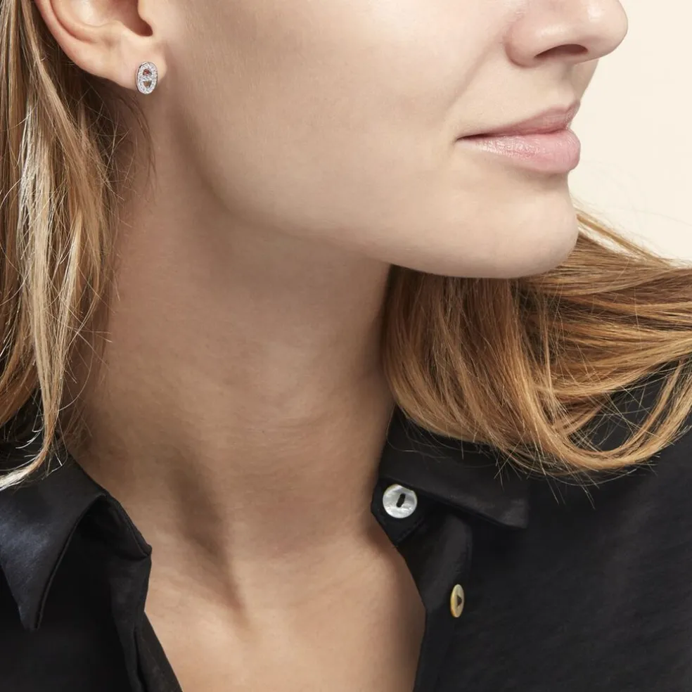 Boucles D'oreilles Puces Argent Blanc Caprina Oxydes De Zirconium