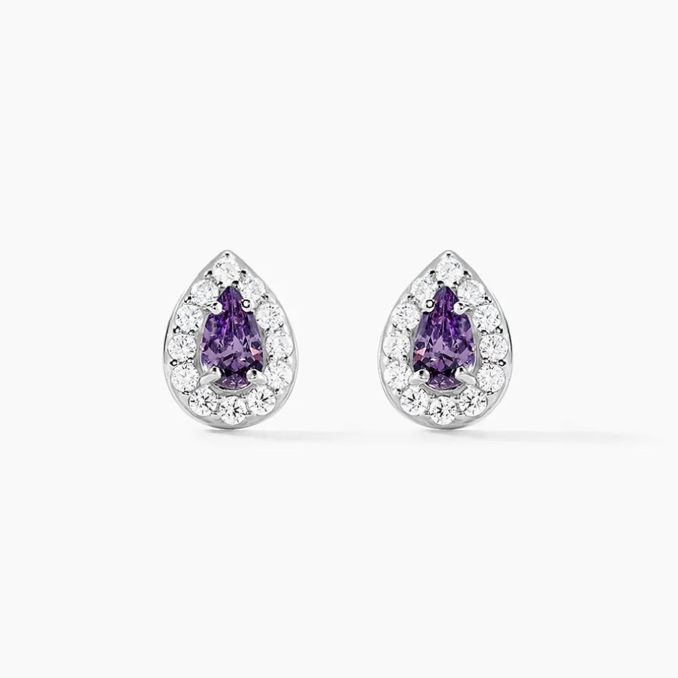 Boucles D'oreilles Puces Argent Blanc Tania Oxydes De Zirconium