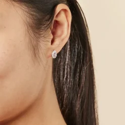 Boucles D'oreilles Puces Argent Blanc Tania Oxydes De Zirconium