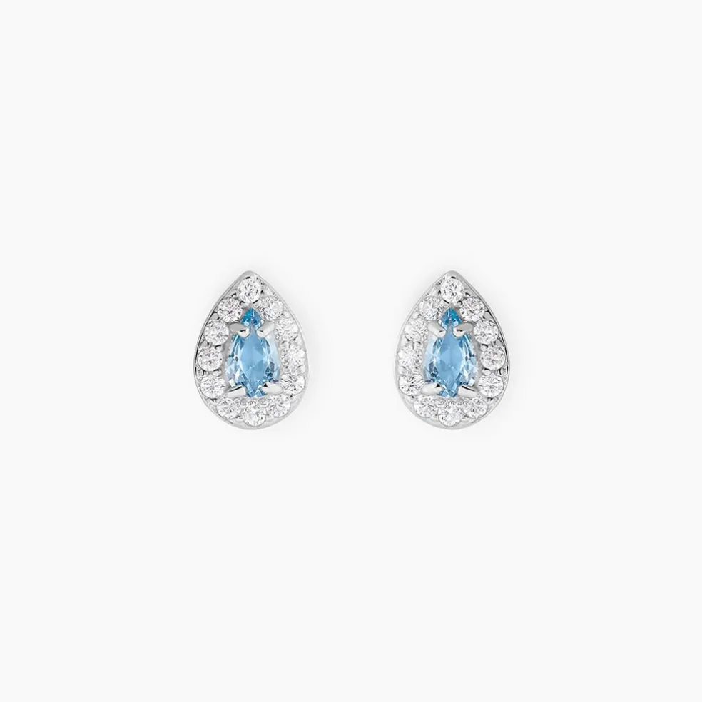 Boucles D'oreilles Puces Argent Blanc Tania Oxydes De Zirconium