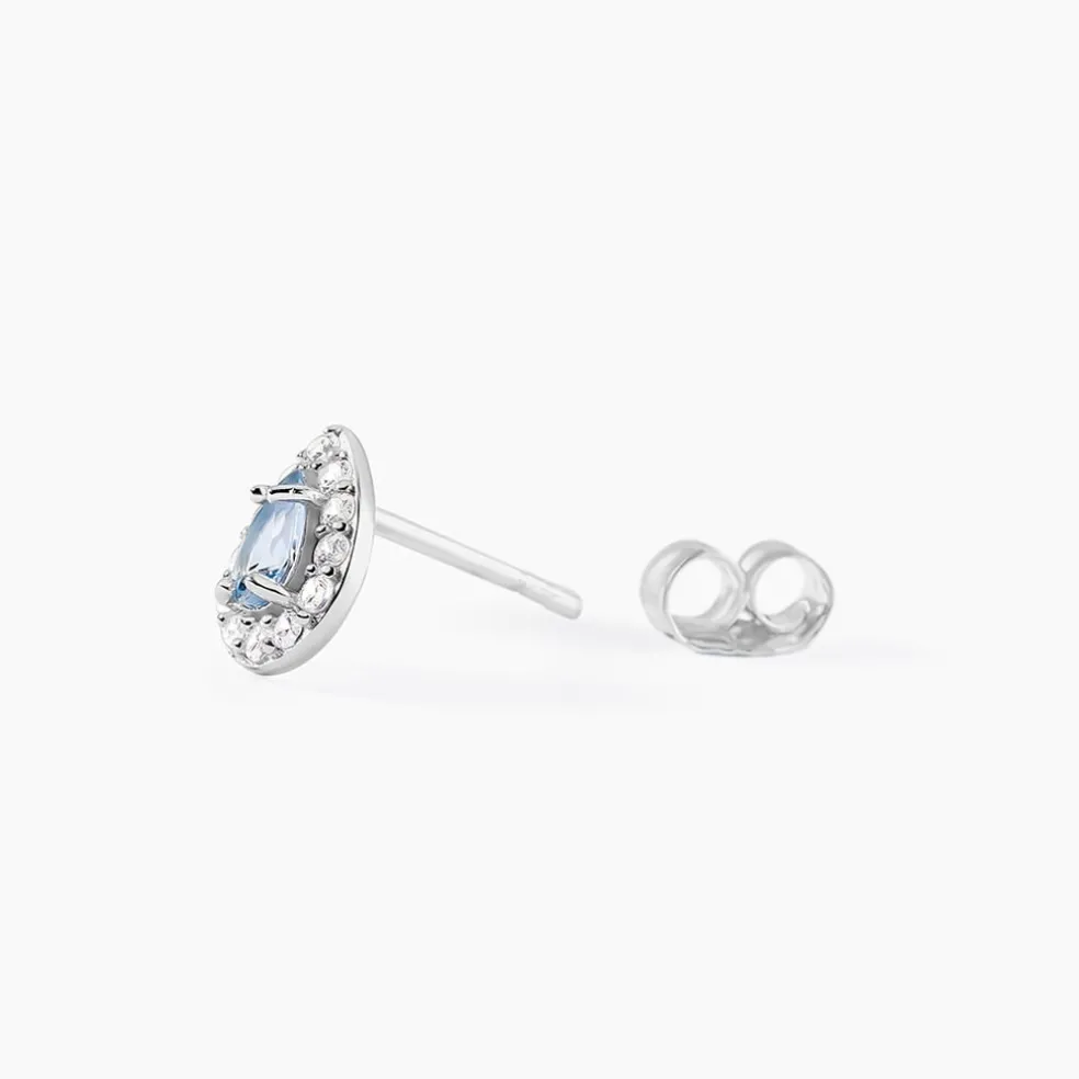 Boucles D'oreilles Puces Argent Blanc Tania Oxydes De Zirconium