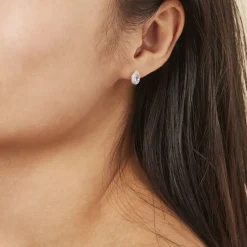 Boucles D'oreilles Puces Argent Blanc Tania Oxydes De Zirconium