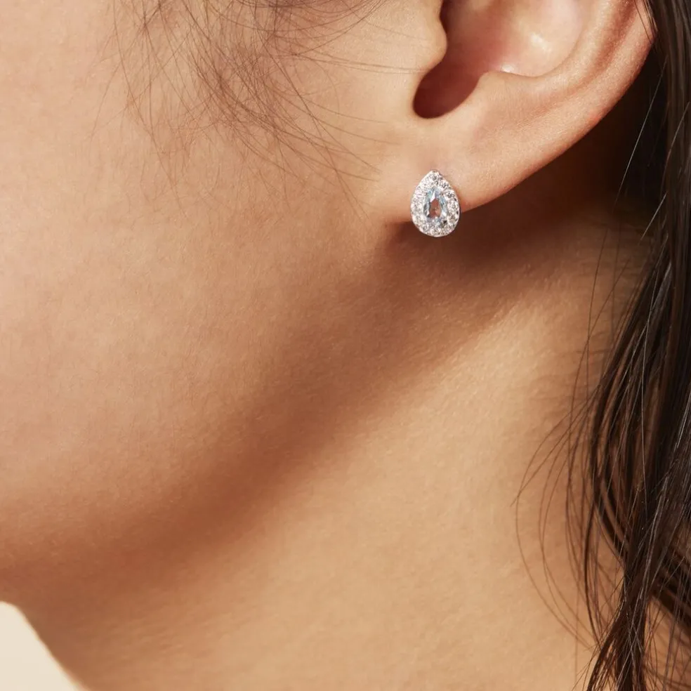 Boucles D'oreilles Puces Argent Blanc Tania Oxydes De Zirconium