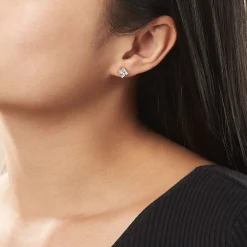 Boucles D'oreilles Puces Argent Blanc Alys Oxyde De Zirconium