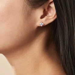 Boucles D'oreilles Puces Argent Blanc Alys Oxyde De Zirconium