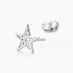 Boucles D'oreilles Puces Argent Blanc Katou Oxydes De Zirconium