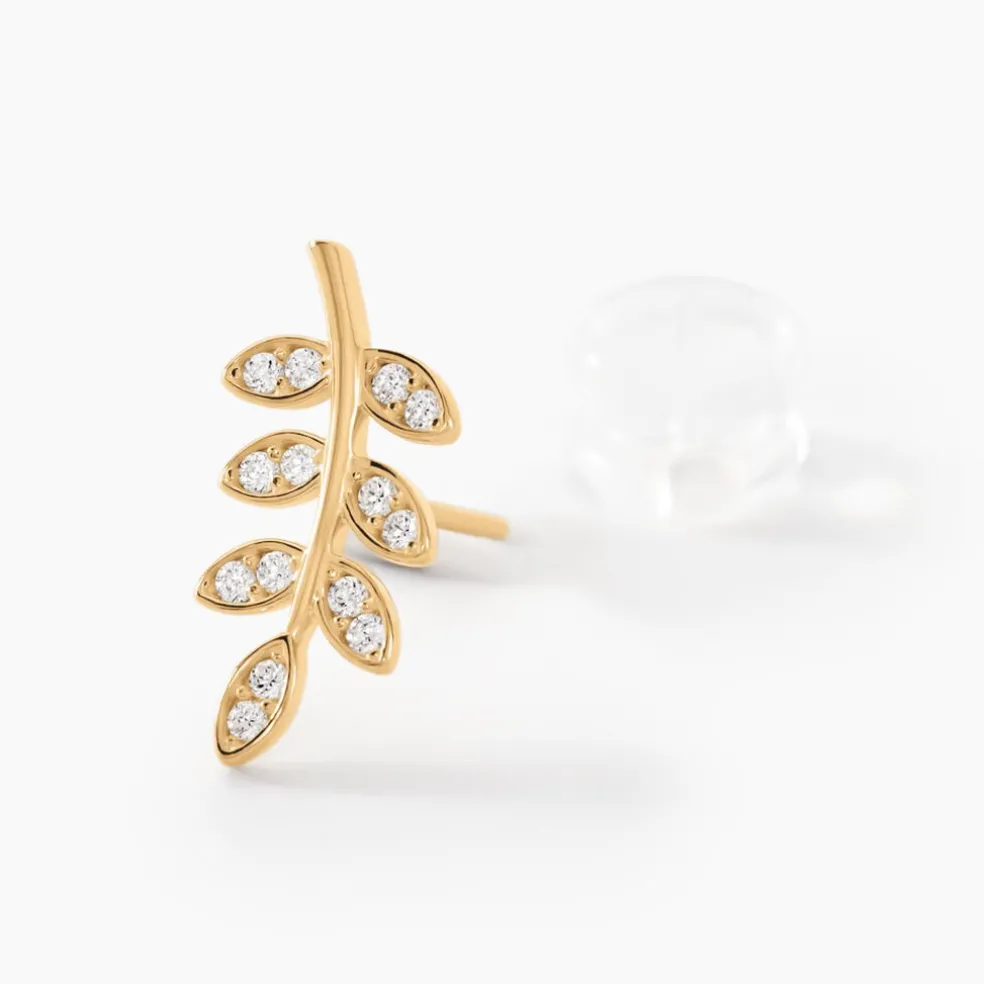 Boucles D'oreilles Puces Ael Or Jaune Oxyde De Zirconium