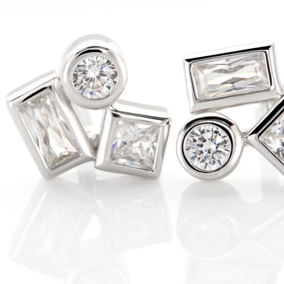 Boucles D'oreilles Puces Argent Duredle Oxydes De Zirconium