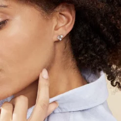 Boucles D'oreilles Puces Argent Duredle Oxydes De Zirconium