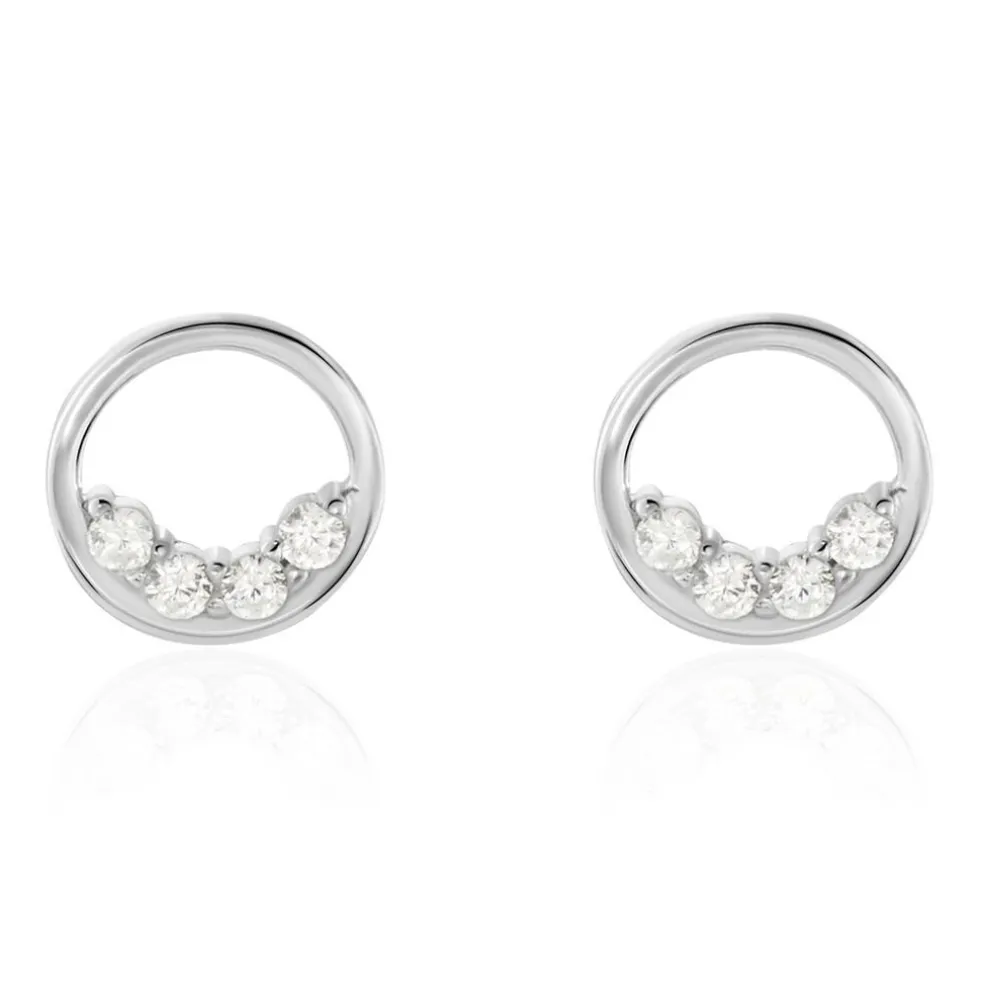 Boucles D'oreilles Puces Argent Blanc Vivence Oxydes De Zirconium