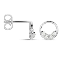 Boucles D'oreilles Puces Argent Blanc Vivence Oxydes De Zirconium