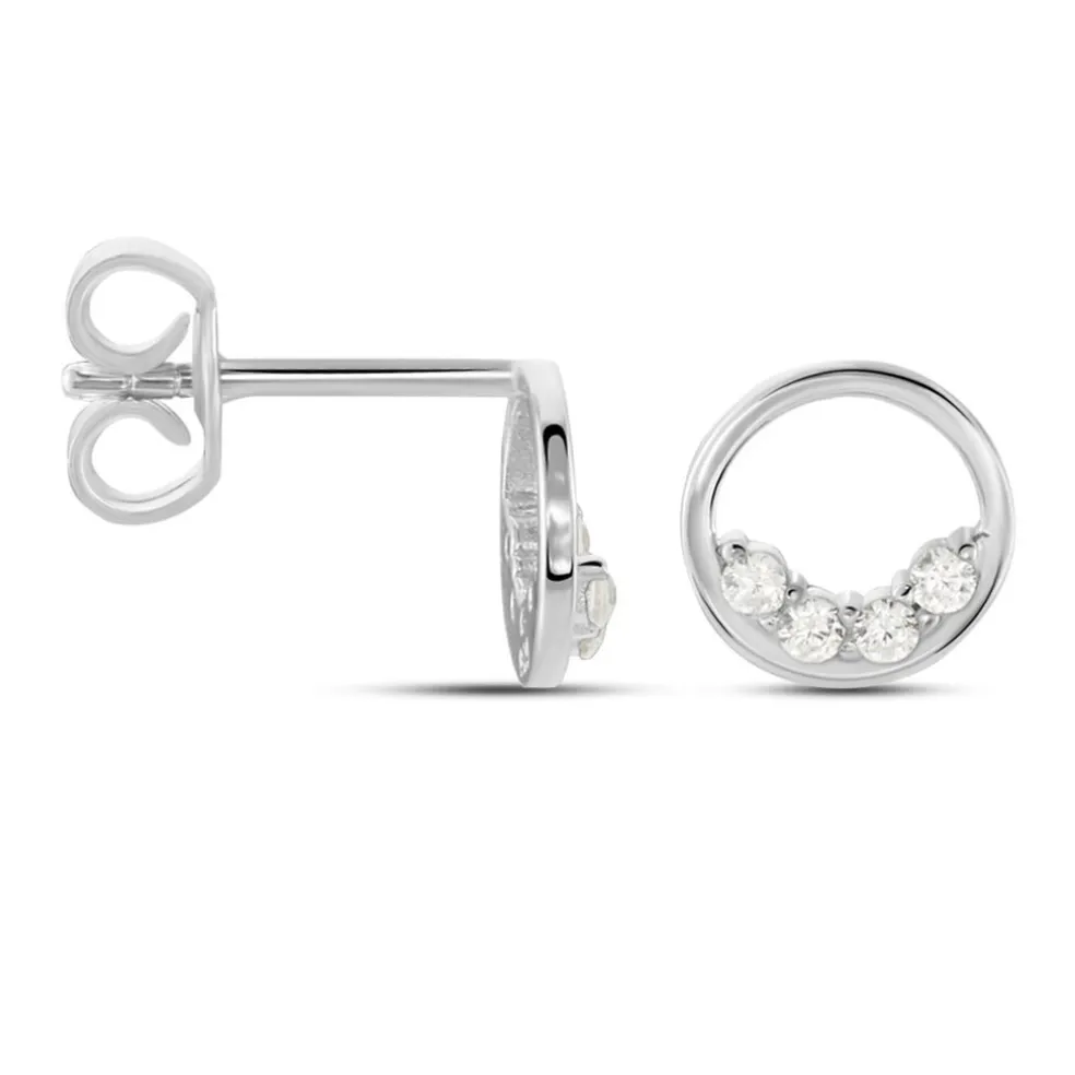 Boucles D'oreilles Puces Argent Blanc Vivence Oxydes De Zirconium